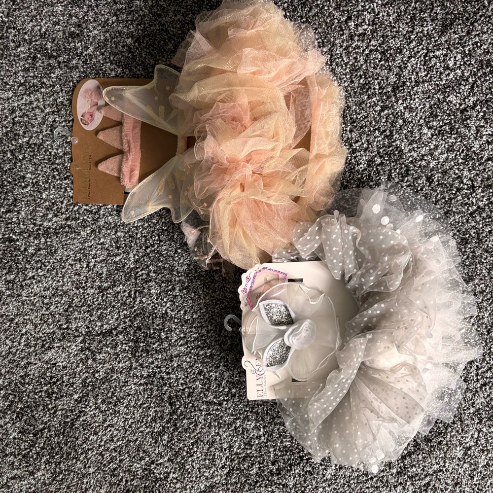 Two Baby Headband Tutu and Wings Sets for Photoshoot